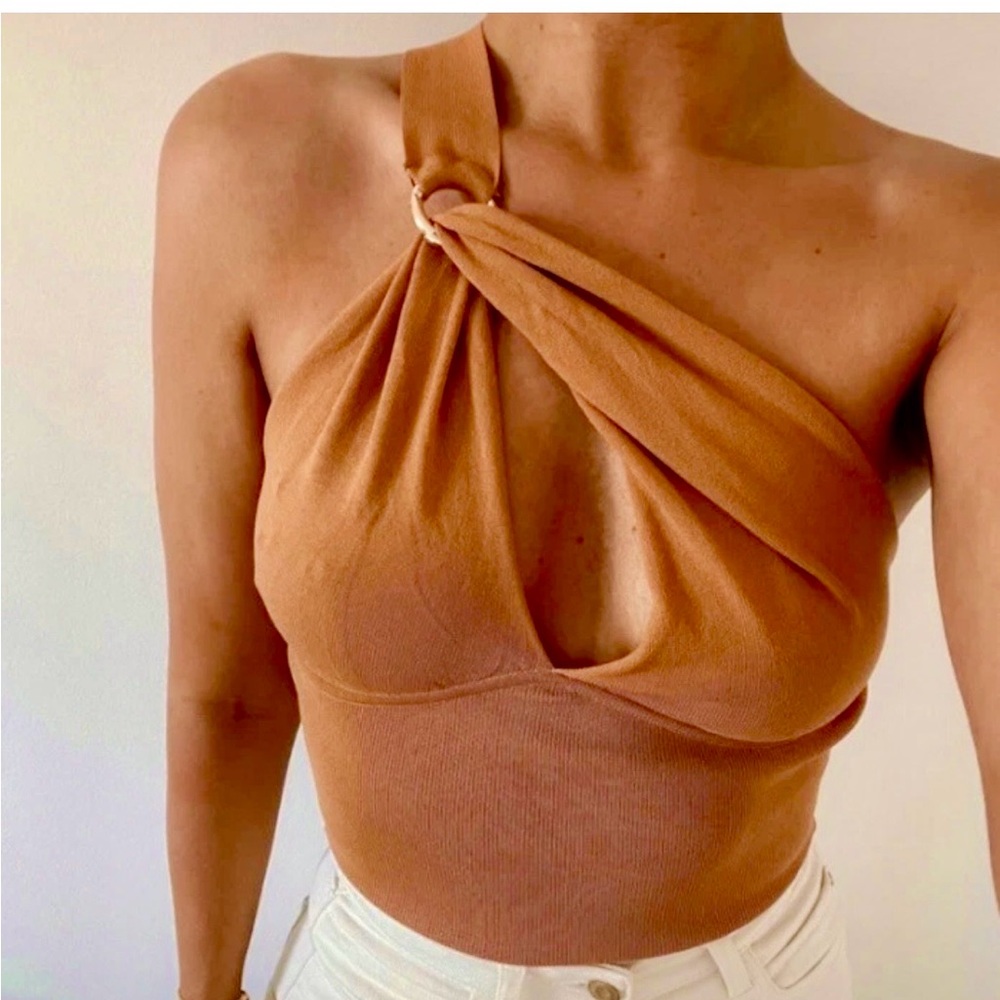 Zara Rust Halter Crop Top with Ring Detail women’s Medium